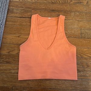 Athleta Aurora Rip Crop Tank Neon Orange